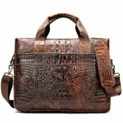 Crocodile Texture Men's Business Briefcase Alligator Soft Handle Bag