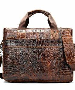 Crocodile Texture Men's Business Briefcase Alligator Soft Handle Bag