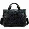 Crocodile Texture Men's Business Briefcase Alligator Soft Handle Bag Black