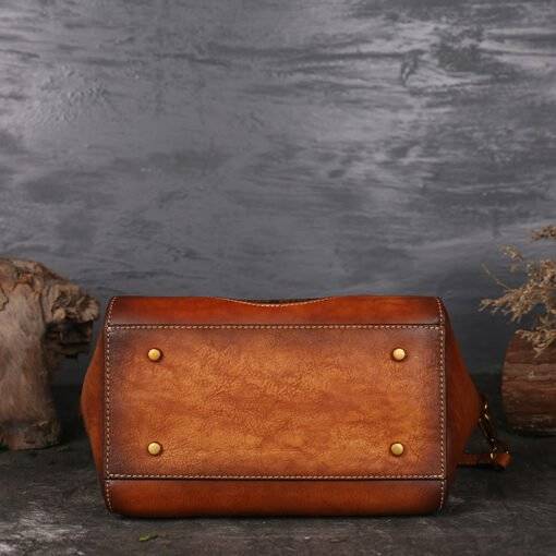 Womens Retro Genuine Leather Handbag Totem Embossing Shoulder Bag Tote - Image 7