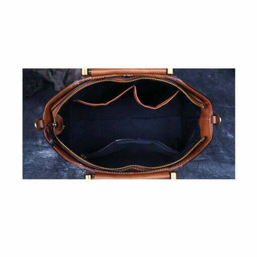 Womens Retro Genuine Leather Handbag Totem Embossing Shoulder Bag Tote - Image 8