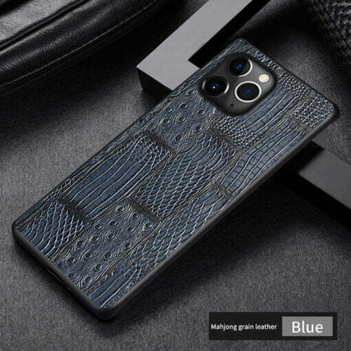 Genuine Leather Retro Splice Rhombus iPhone 15 Pro Max Case - Image 4