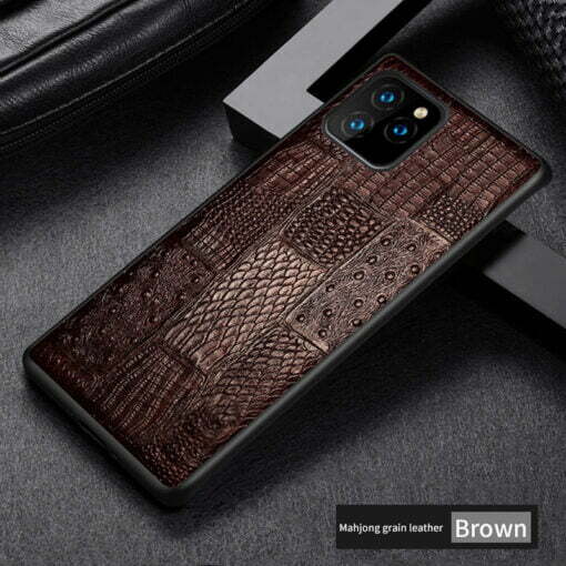 Genuine Leather Retro Splice Rhombus iPhone 15 Pro Max Case - Image 5