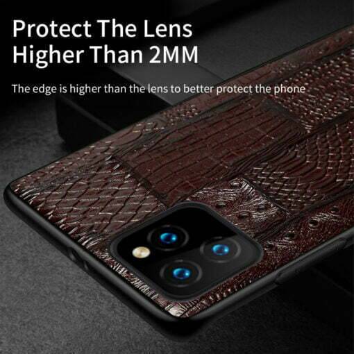 Genuine Leather Retro Splice Rhombus iPhone 15 Pro Max Case - Image 6