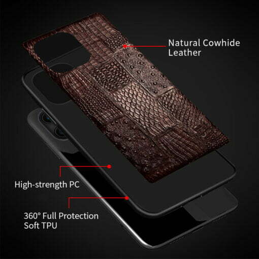 Genuine Leather Retro Splice Rhombus iPhone 15 Pro Max Case - Image 7