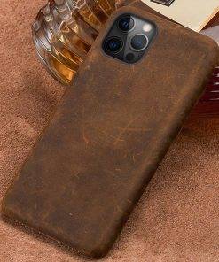 Genuine PULL-UP Leather iPhone 12 Pro Max Case Retro Crazy Horse Cover