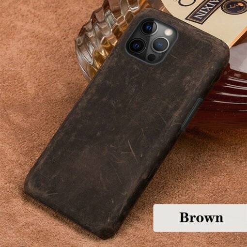 Crazy Horse Cowhide Leather iPhone 15 Pro Max Case - Image 3