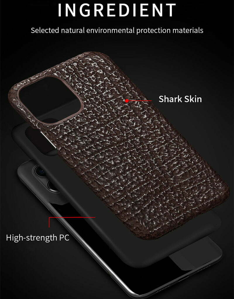  Natural Real Shark Skin Leather iPhone 12 Pro Max Case 