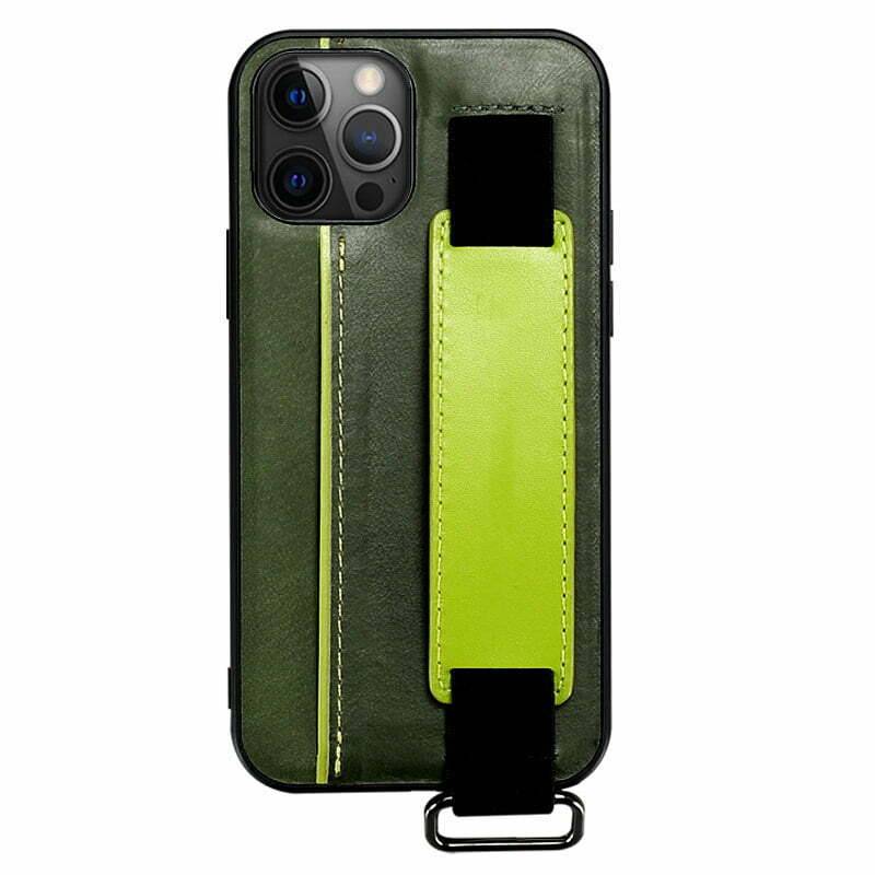 Finger Strap Case for iPhone 13 Pro Max in Genuine Calfskin