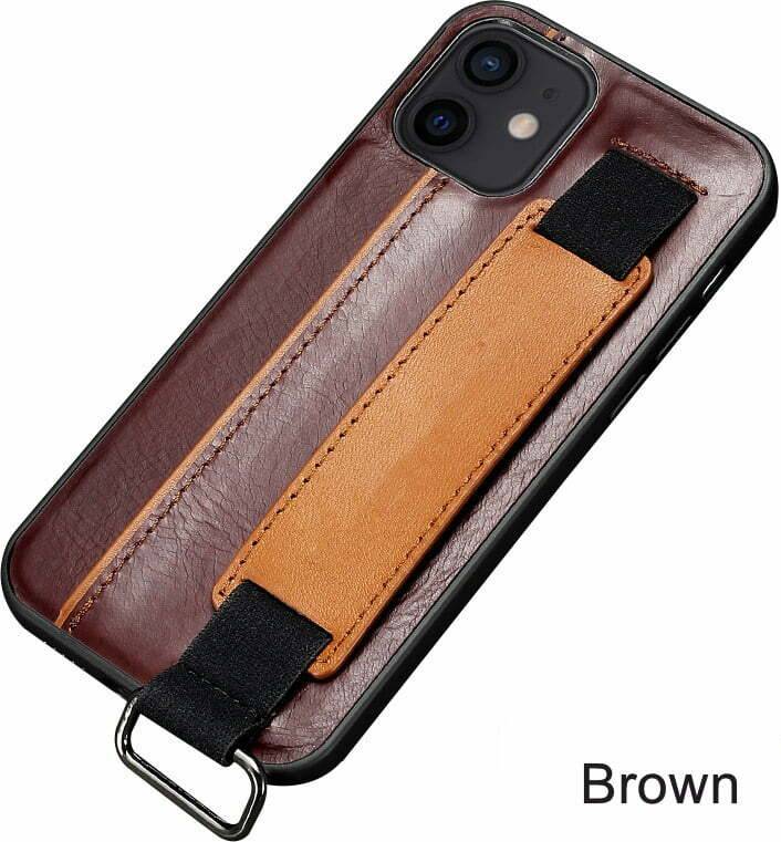 Finger Strap Case for iPhone 13 Pro Max in Genuine Calfskin