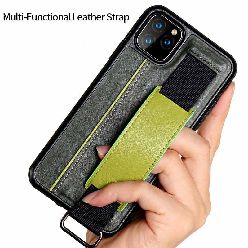 Finger Strap Case for iPhone 13 Pro in Genuine Calfskin