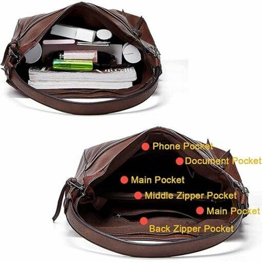 Women Bucket Bags Soft Hobo Shoulder Leather Handbags - Image 9