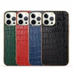 Crocodile Embossed Leather iPhone 13 Case