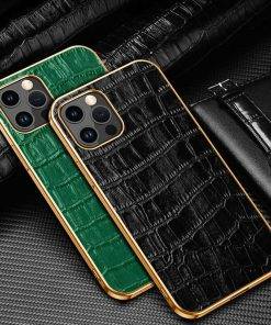 Croc-Embossed Alligator Leather Hide iPhone 16 Pro Max Case