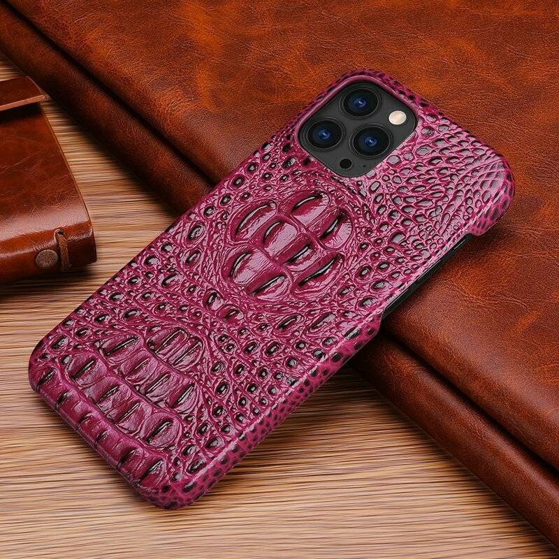 3D Embroidery Tiger Head Aesthetic Case for iPhone 12 11 13 Pro Max XS 8 7  Plus X Luxury Brand Crocodile Texture Leather Cover