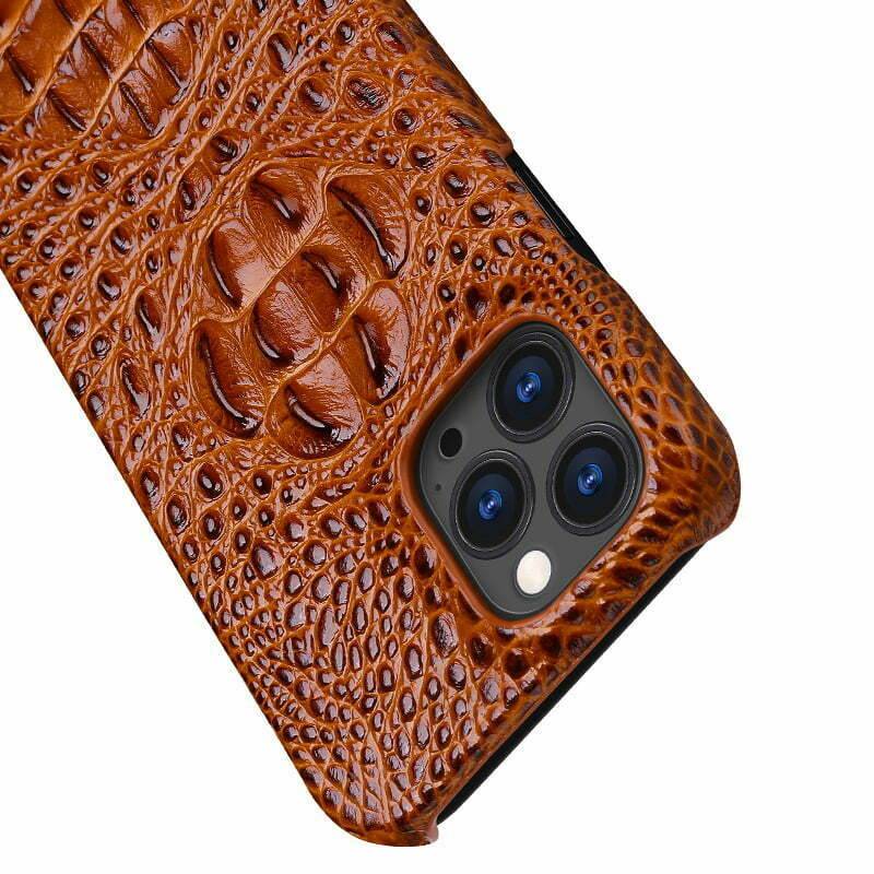 iPhone 15 Pro Max Phone Case, Calf Leather, Crocodile Texture