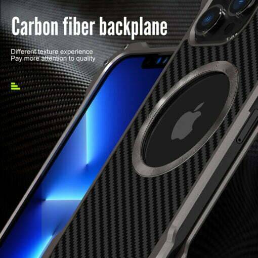 Armor Bumper Magsafe Alloy Metal Carbon Fiber Case for iPhone 15 Pro Max - Image 3