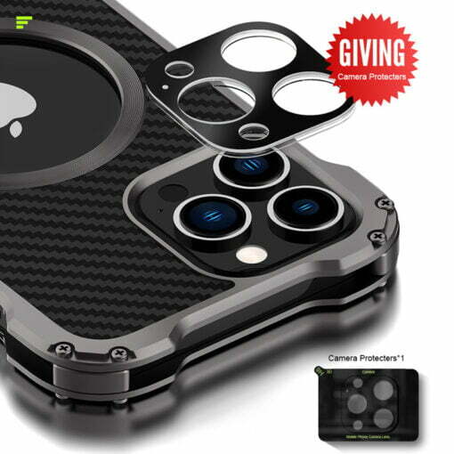 Armor Bumper Magsafe Alloy Metal Carbon Fiber Case for iPhone 15 Pro Max - Image 4