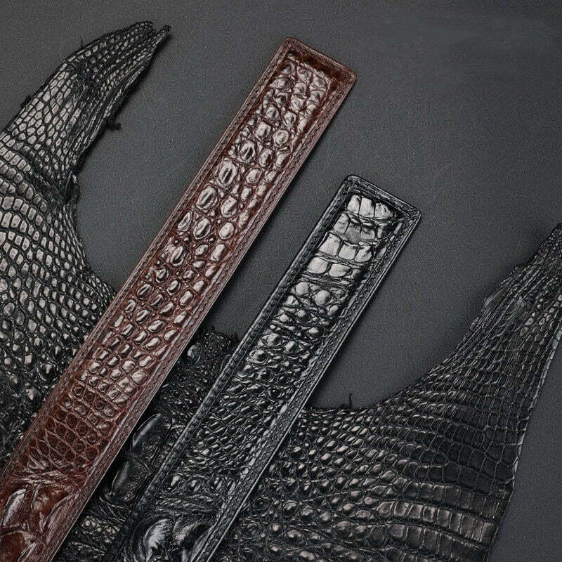 Brown One Piece Real Belly Crocodile Belt - Alligator Belt With