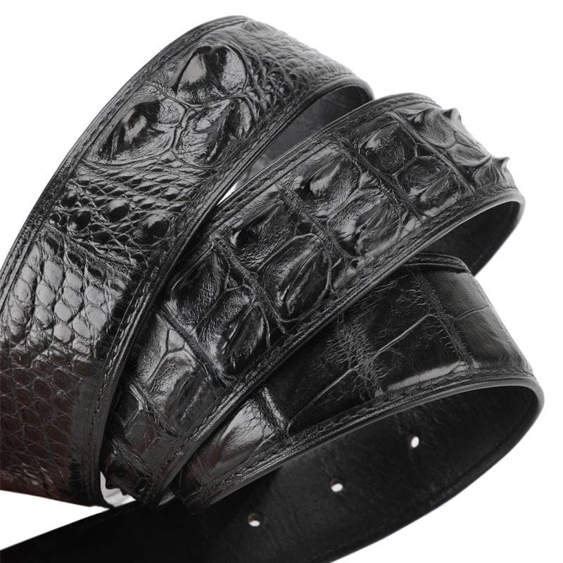 1pc Men's Faux Crocodile Skin Black Pu Leather Business Belt