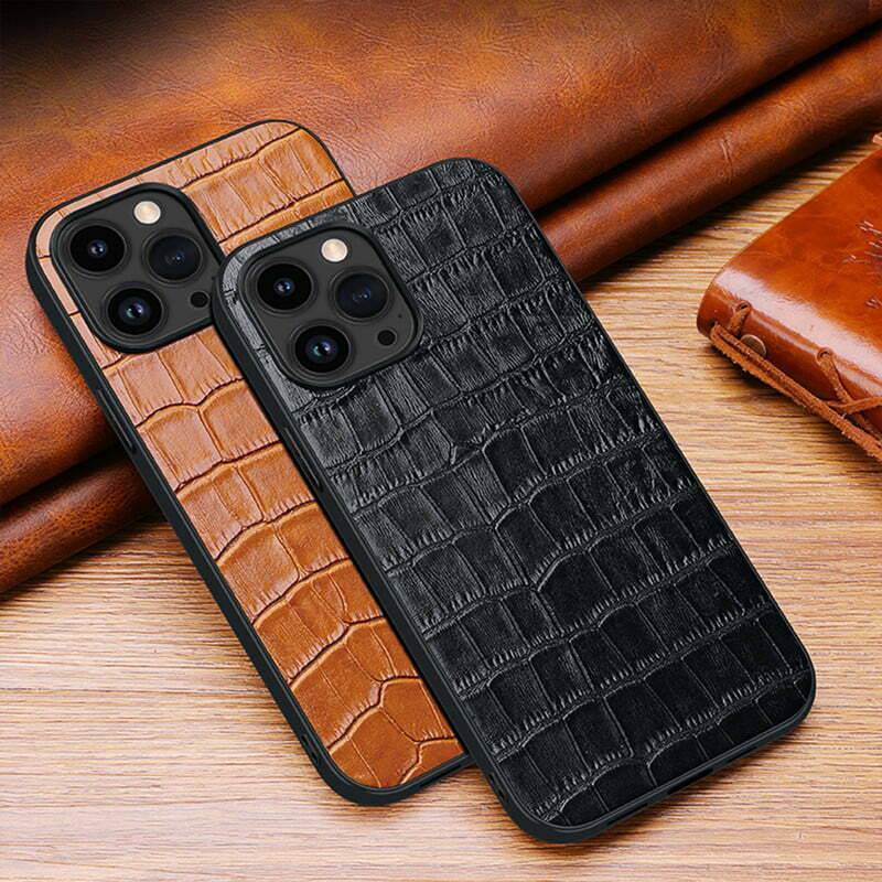 Crocodile Embossed Leather Case for iPhone 14 Pro and 14 Pro Max