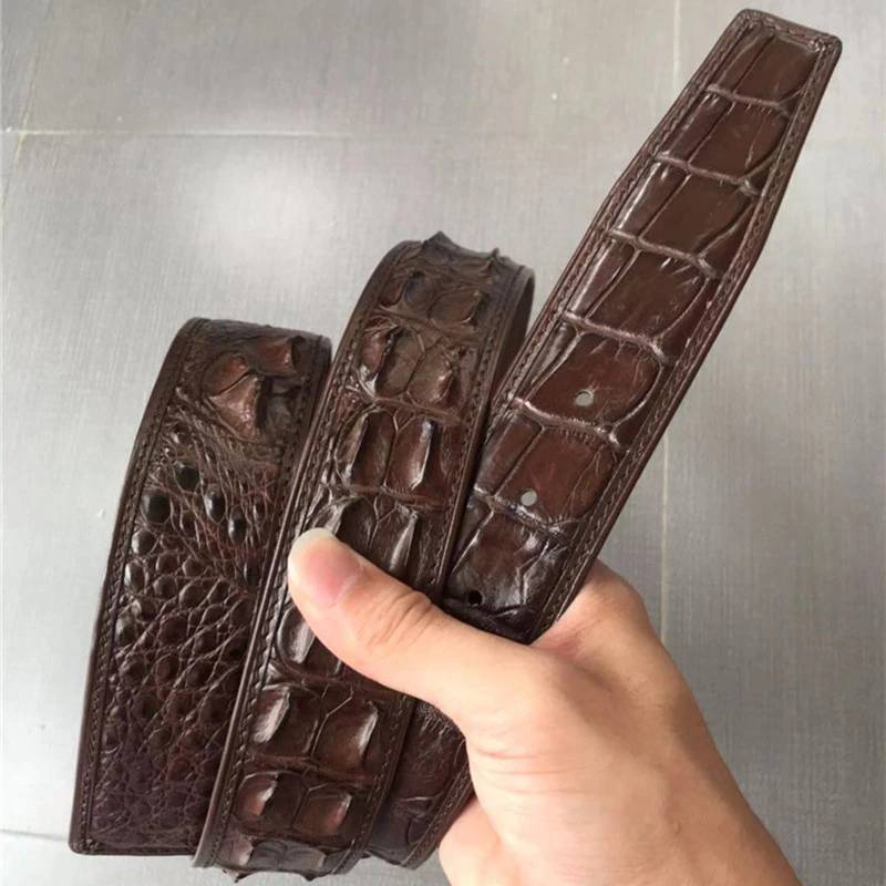 Men's Genuine Caiman Crocodile Tail Skin Belts