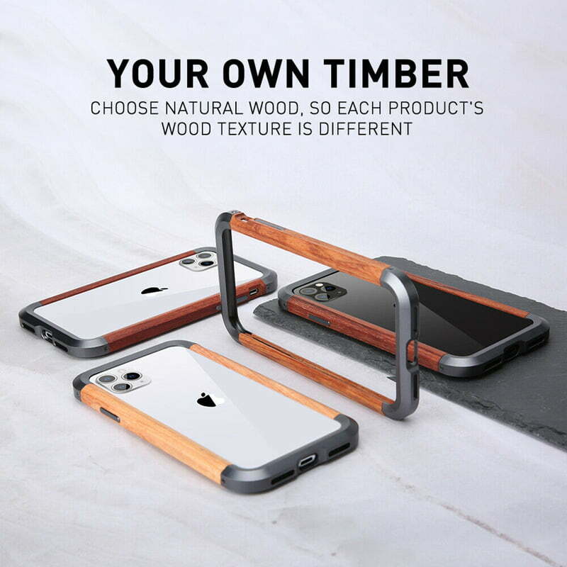 For iPhone 14/Plus/Pro/Max/13 Armor Aluminum Metal Wood Bumper Frame Case  Cover