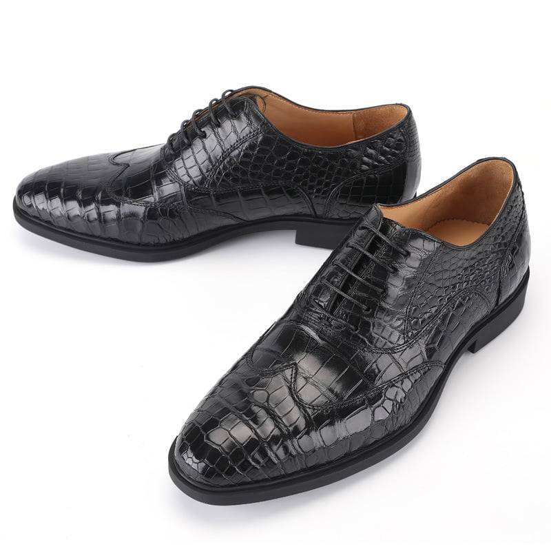 Handcrafted Men's Premium Alligator Skin Derby Shoes