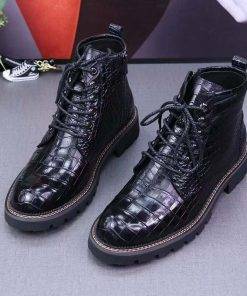 Alligator Leather Men's Martin Boots Real Croc Shoes