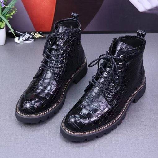 Alligator Leather Men's Martin Boots Real Croc Shoes