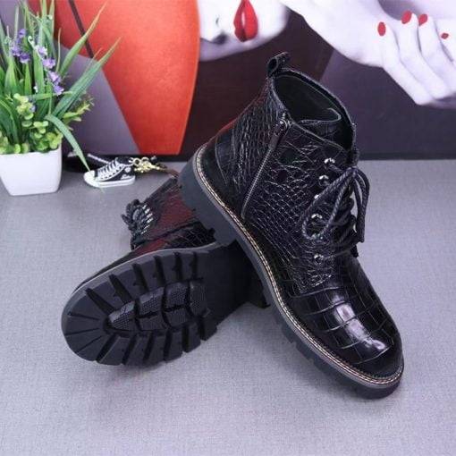 Alligator Leather Men's Martin Boots Real Croc Shoes - Image 2