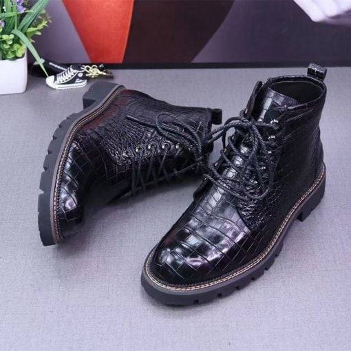 Alligator Leather Men's Martin Boots Real Croc Shoes - Image 3