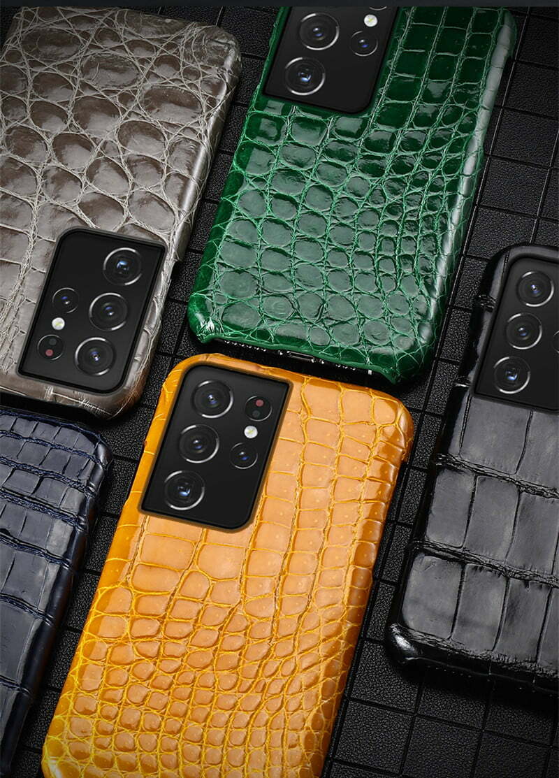 Cheap Luxury Crocodile Phone Cover Plating Leather Hand Strap Holder Case  For Samsung S23 S22 S21 Ultra A34 54 14 5G Phone Cover