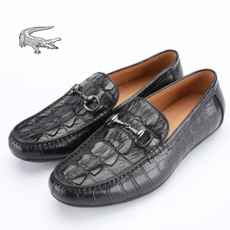 Mens Brown Crocodile Alligator Skin Shoes Driving Boat Leather Loafer US  Size 12