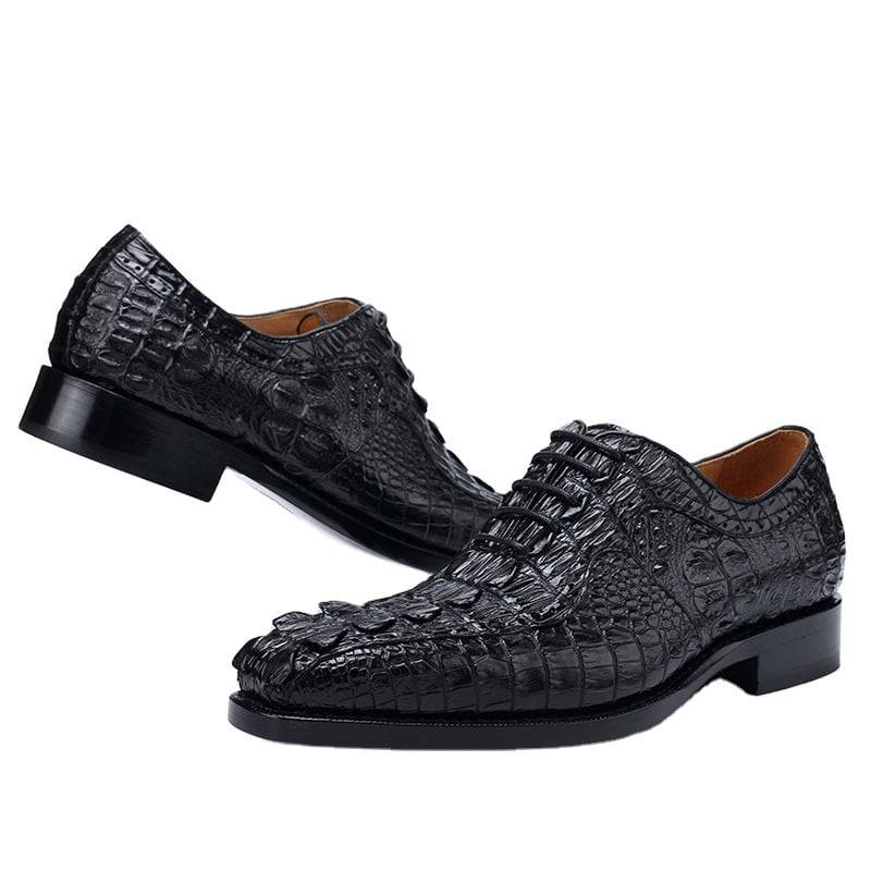 Men Crocodile Embossed Dress Shoes, Business Grey Oxford Shoes For Wedding  party