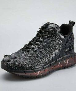 Real Crocodile Leather Men's Casual Breathable Sports Lace Up Beach Shoes