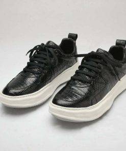 Men's Alligator Belly Skin Casual Shoes Exotic Lace-up Sneakers