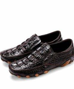 Alligator Texture Leather Slip-On Casual Oxford Shoes
