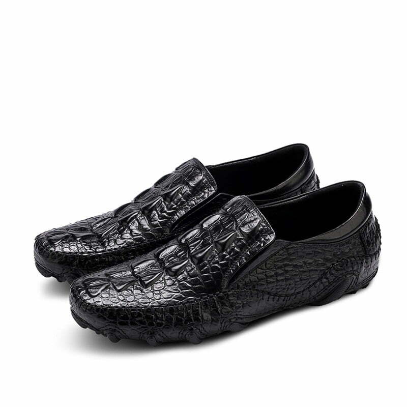 Alligator Texture Leather Slip-On Casual Oxford Shoes - Everweek