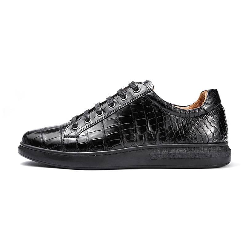 Low top white crocodile pattern leather sneaker shoes