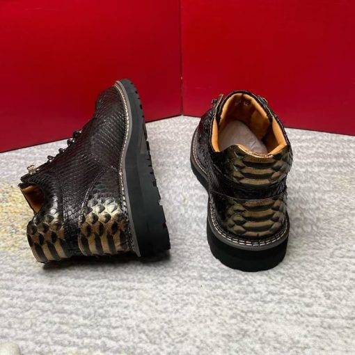 Mens Snake Skin Leather Boots Python Fashion Casual Shoes - Image 4