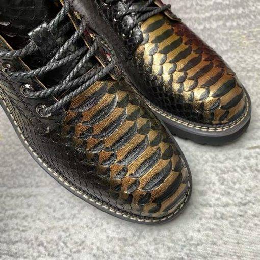 Mens Snake Skin Leather Boots Python Fashion Casual Shoes - Image 6
