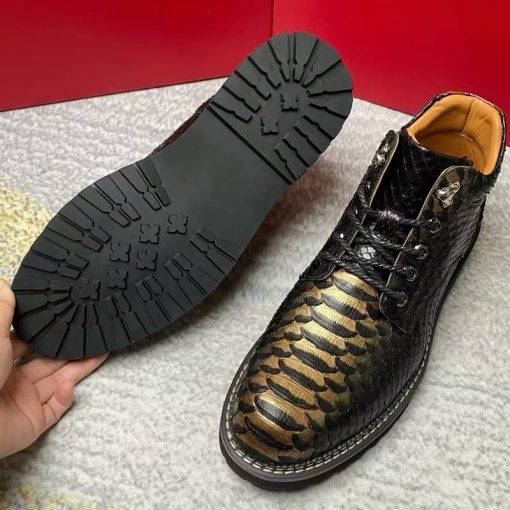 Mens Snake Skin Leather Boots Python Fashion Casual Shoes - Image 7