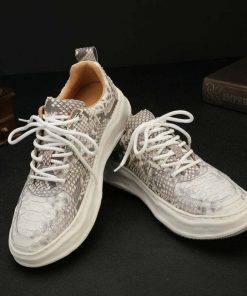 Men's Snakeskin Casual Shoes Exotic Lace-up Sneakers
