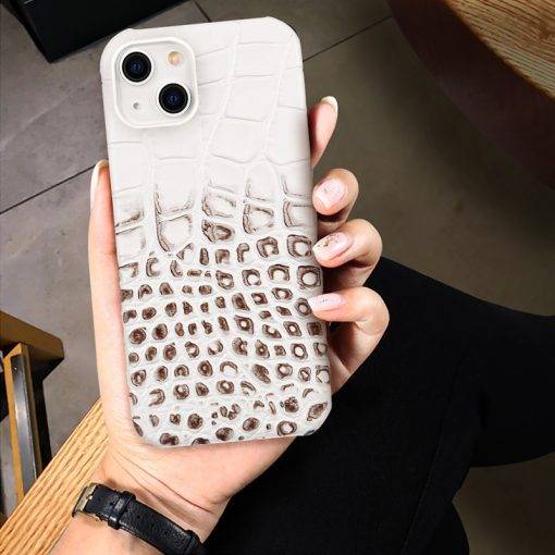 Crocodile Embossed Real Leather Case for iPhone 14 Pro Max - Image 2