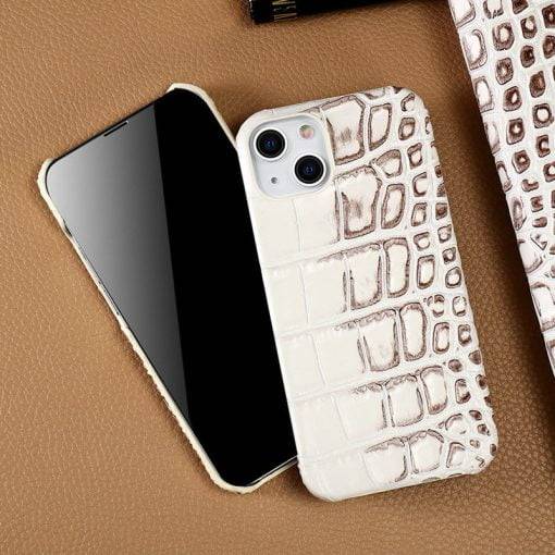 Crocodile Embossed Real Leather Case for iPhone 14 Pro Max - Image 4