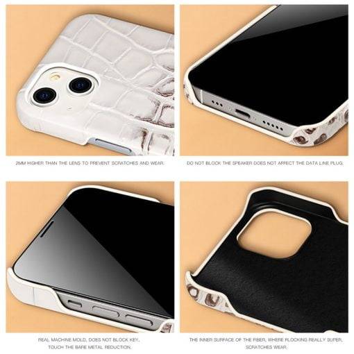 Crocodile Embossed Real Leather Case for iPhone 14 Pro Max - Image 5