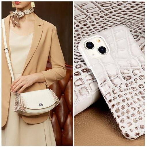 Crocodile Embossed Real Leather Case for iPhone 14 Pro Max - Image 6