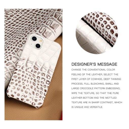 Crocodile Embossed Real Leather Case for iPhone 14 Pro Max - Image 7