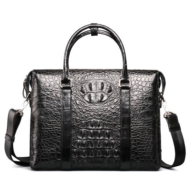 100% BELLY SKIN GENUINE CROCODILE ALLIGATOR LEATHER HANDBAG BAG BLACK NEW